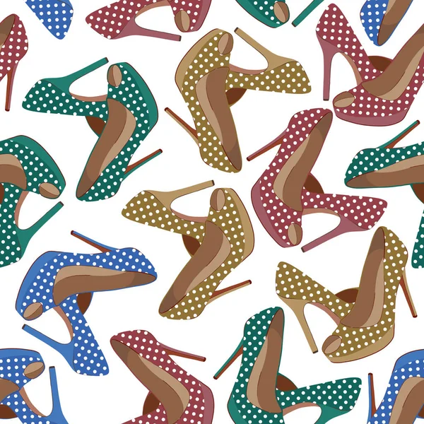 Διάνυσμα Χωρίς Ραφή Μοτίβο Φωτεινά Παπούτσια Μόδας — Διανυσματικό Αρχείο