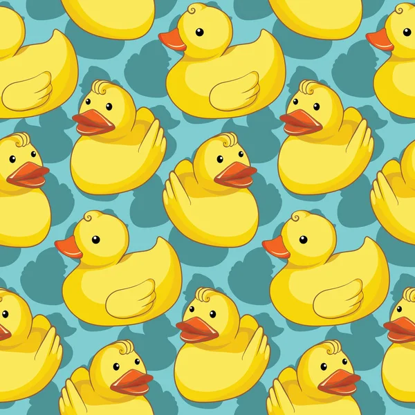 Vector Seamless Pattern Yellow Ducks — Stock Vector