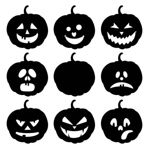 Halloweenská Sada Osamělých Dýní Vektorová Ilustrace — Stockový vektor