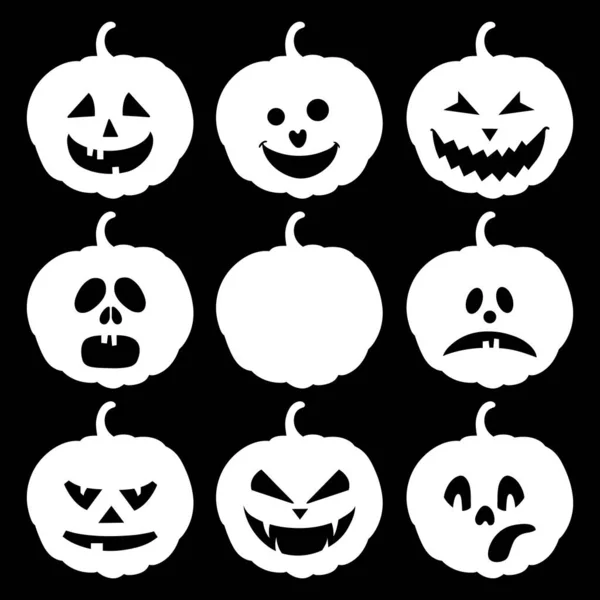 Conjunto Calabazas Aisladas Halloween Ilustración Vectorial — Archivo Imágenes Vectoriales