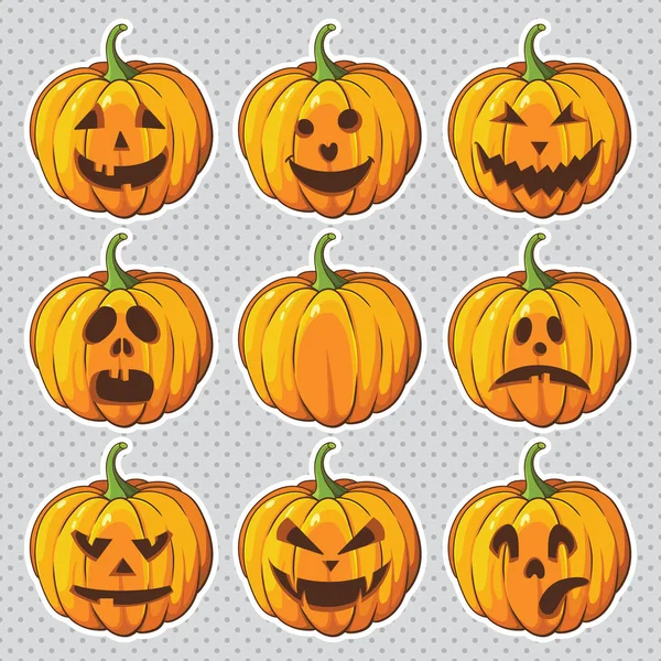 Conjunto Calabazas Aisladas Halloween Ilustración Vectorial — Archivo Imágenes Vectoriales