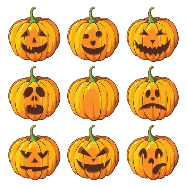 Halloween Set Isolated Pumpkins Vector Illustration — Stock Vector
