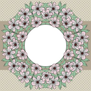 Metin yeri olan vektör soyut çiçek çerçevesi