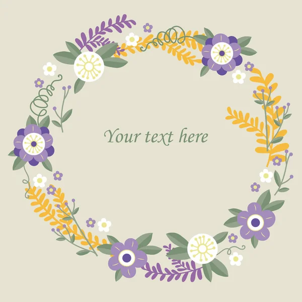 Vector Abstract Flower Frame Text Place — Stock Vector