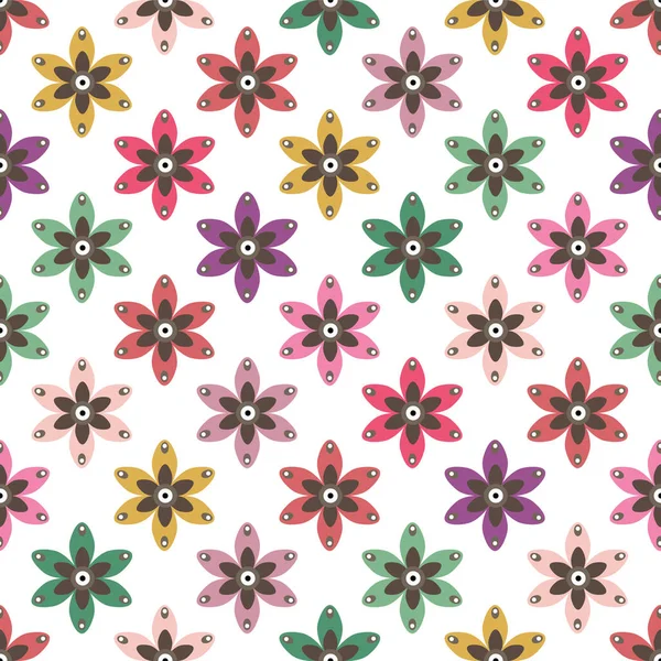 Симпатичный Цветочный Бесшовный Узор Векторный Фон Цветами Листьями — стоковый вектор