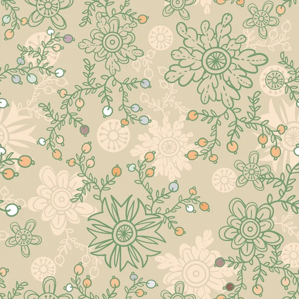 Mignon Motif Floral Sans Couture Fond Vectoriel Avec Fleurs Feuilles — Image vectorielle