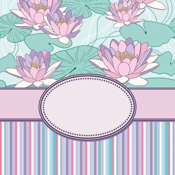 Vintage Vector Flower Frame Lotus Flowers Text Place — Stock Vector