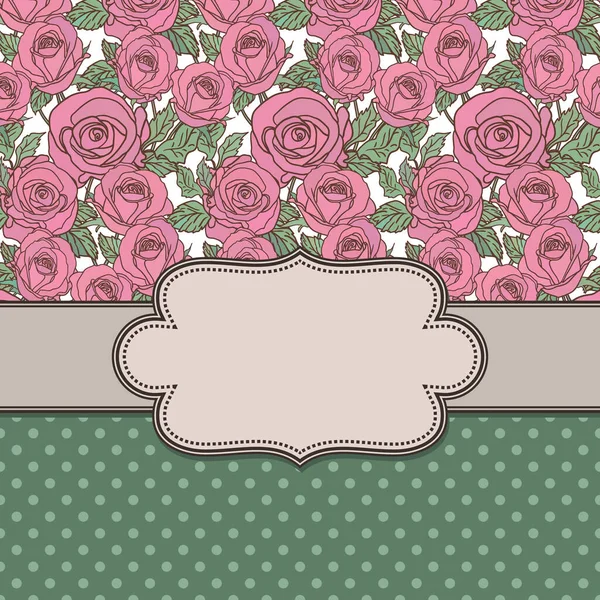 Marco Vieja Escuela Vectorial Con Rosas Lugar Texto — Vector de stock