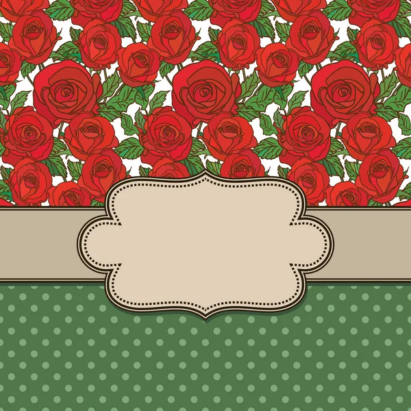 Vector Old School Frame Roses Text Place — Stock Vector