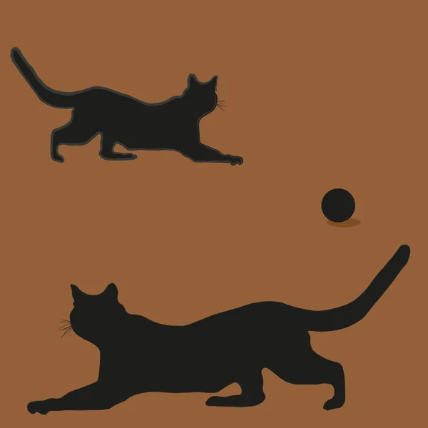 Die Zusammensetzung der beiden Katzen auf der Jagd — Stockvektor