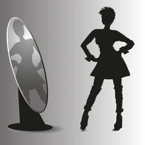 Menina e espelho — Vetor de Stock