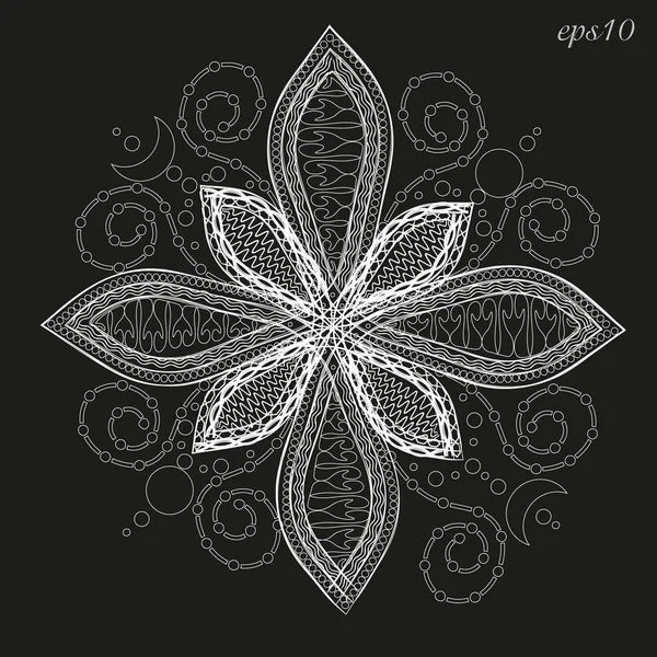 Mandala flor blanca — Archivo Imágenes Vectoriales