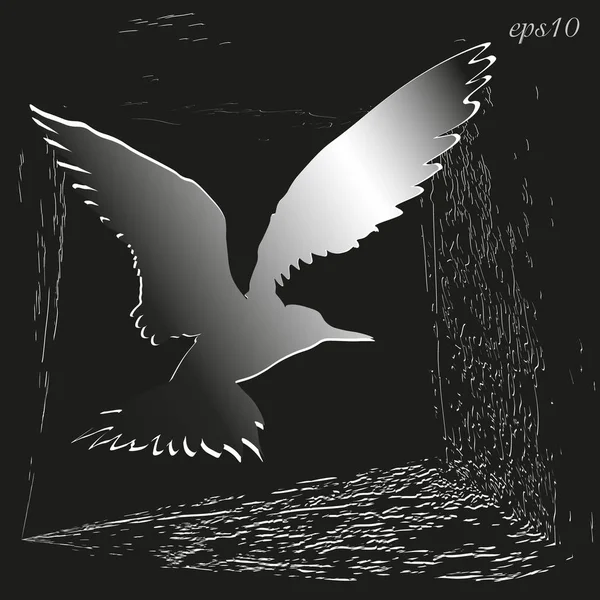 Silhouette oiseau logo ou couverture livre — Image vectorielle