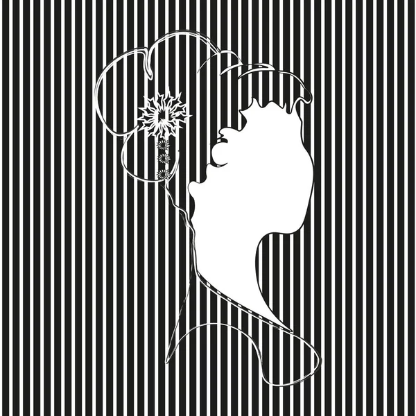 Femme silhouettée en rayure blanche noire — Image vectorielle