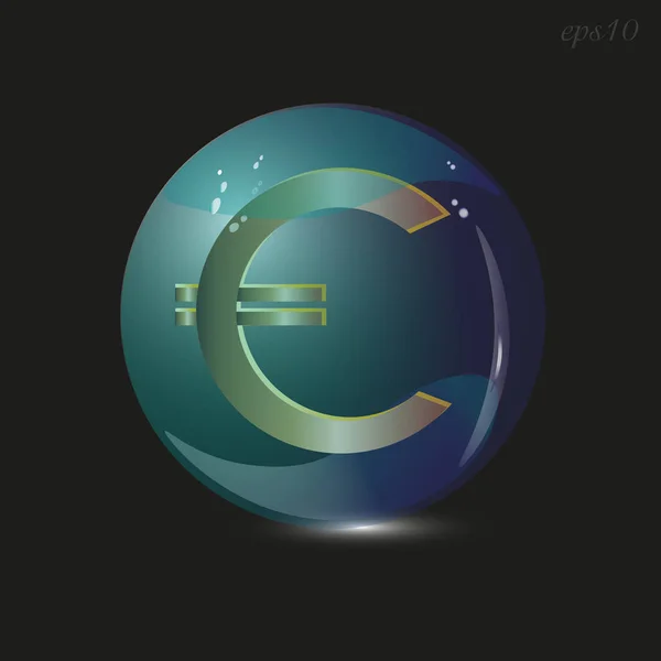 Eurotecknet i en glasskål — Stock vektor
