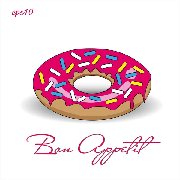 Donut avec glaçage rose — Image vectorielle