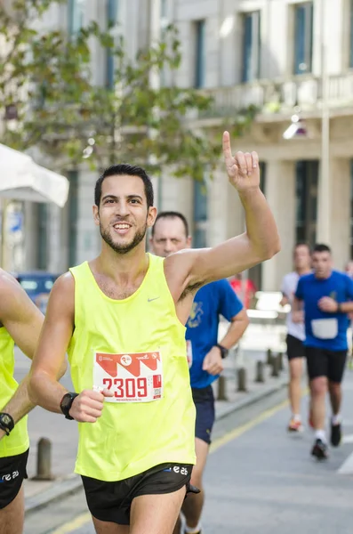 Detail van de deelnemers in een populaire race — Stockfoto