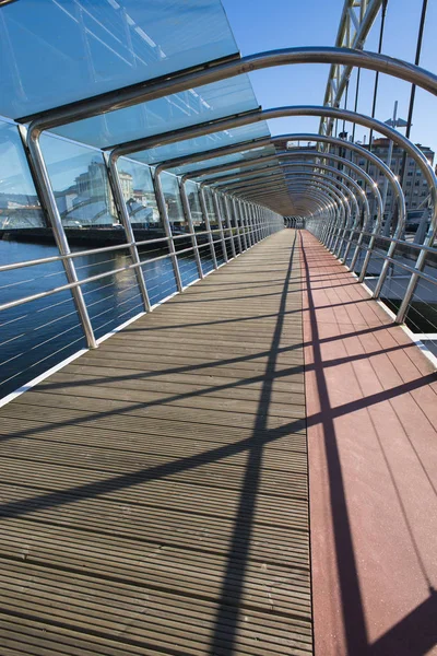 Pedestrian lane and bike lane on a modern bridge in Pontevedra (Spain)