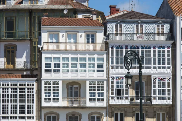 Typische Galerien Den Gebäuden Des Dorfes Betanzos Einer Coruna Galicien — Stockfoto