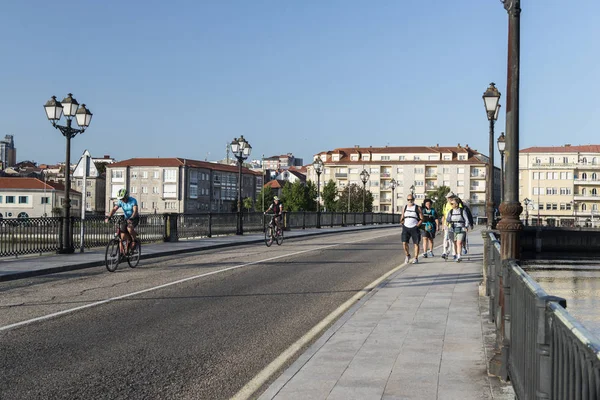 Pontevedra Espanha Agosto 2017 Alguns Peregrinos Caminham Por Uma Das — Fotografia de Stock