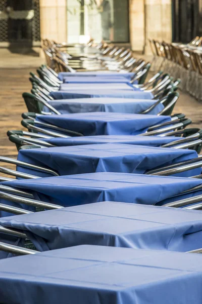 Salamanca Spain September 2017 Tables Blue Tablecloth One Cafe Playa — Stock Photo, Image