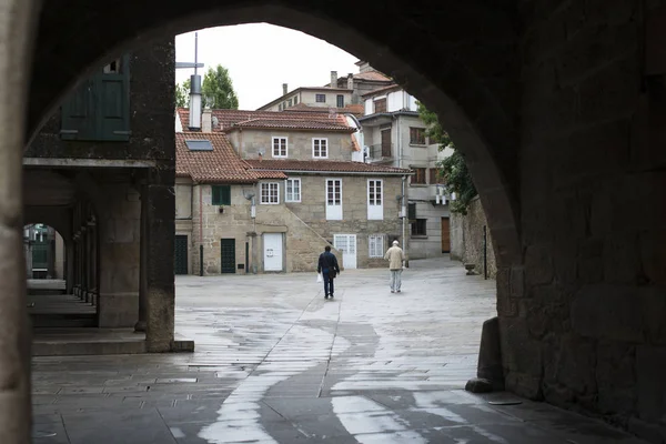 Pontevedra Španělsko Září 2017 Lidé Procházejí Plaza Pedreira Historickém Centru — Stock fotografie