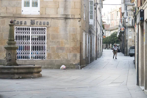 Pontevedra España Septiembre 2017 Peregrino Recorre Una Las Calles Que — Foto de Stock