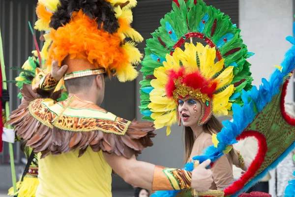 Pontevedra, İspanya - 25 Şubat 2017: Geçit katılımcıların detay şehri kış karnavalı kutlama vesilesiyle kutladı.