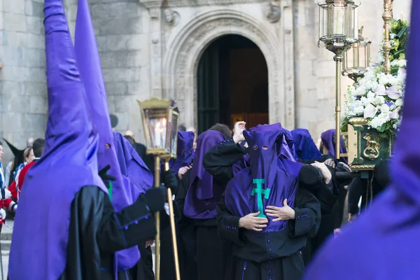 Pontevedra Spanien April 2015 Mitglieder Einer Religiösen Bruderschaft Bei Der — Stockfoto