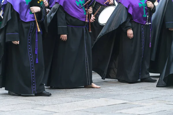 Membres Une Fraternité Religieuse Défilant Pendant Les Processions Pâques Qui — Photo