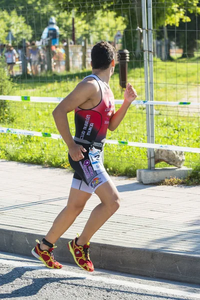 Pontevedra Spanya Haziran 2015 Spanya Şampiyonası Elit Koşu Triatlonu Katılanların — Stok fotoğraf