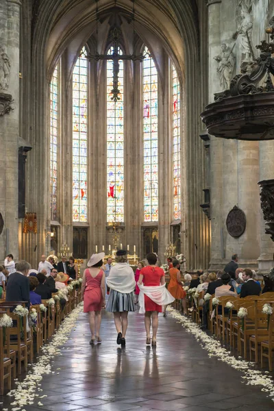 Bruxelas Bélgica Julho 2015 Bruxelas Bélgica Julho 2015 Interior Catedral — Fotografia de Stock