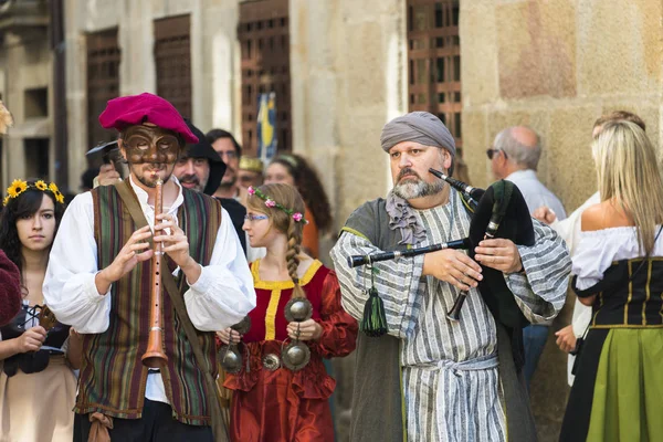 Pontevedra Spain September 2015 People Dressed Medieval Clothes Celebration Annual — Stock Photo, Image