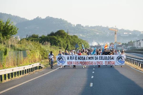 Pontevedra Spanien Juni 2015 Detail Des Umweltprotestes Gegen Den Fortbestand — Stockfoto