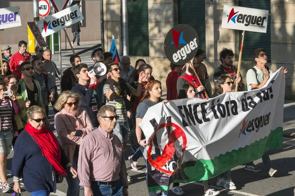 Pontevedra Španělsko Června 2016 Demonstrace Proti Trvalosti Celulózového Průmyslu Ústí — Stock fotografie