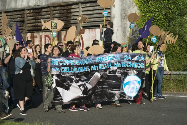 Pontevedra Spanien Juni 2016 Demonstration Mot Beständigheten Hos Massaindustri Flodmynningen — Stockfoto