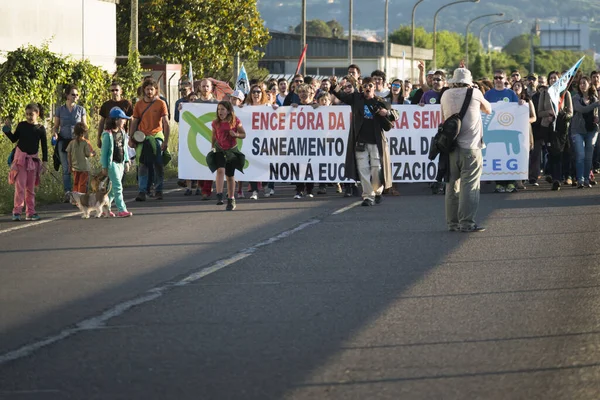 Pontevedra Spanien Juni 2016 Demonstration Gegen Die Dauerhaftigkeit Der Zellstoffindustrie — Stockfoto