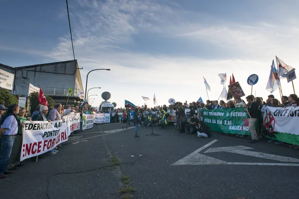 Pontevedra Spain June 2016 Demonstration Permanence Pulp Industry Estuary River — Stock Photo, Image