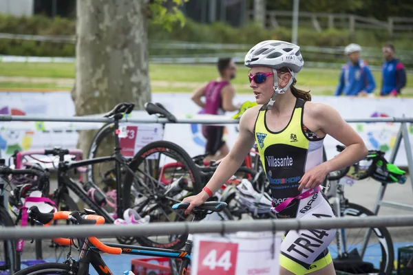 Pontevedra Spanien Maj 2016 Detalj Deltagarna Mästerskapet Spanien Triathlon Stafett — Stockfoto