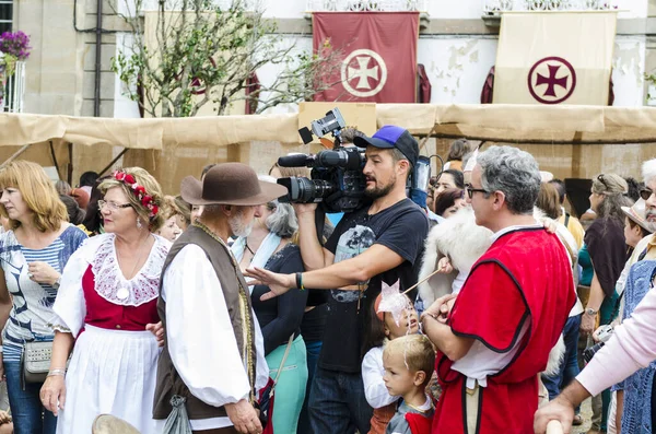 Pontevedra Spain September 2014 Man Recorded Video Camera Medieval Festival — Stock Photo, Image