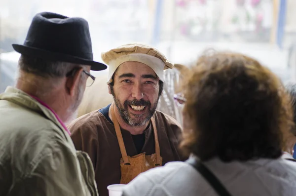 Pontevedra España Septiembre 2014 Hombre Vestido Con Ropa Vintage Sonriendo — Foto de Stock