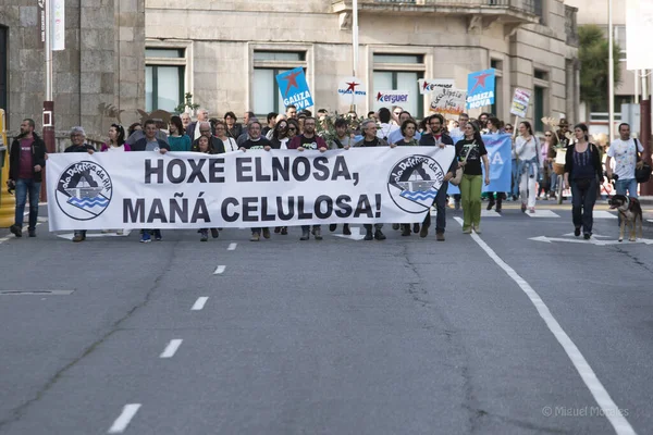 Pontevedra Spanje Juni 2017 Detail Van Het Milieuprotest Tegen Het — Stockfoto