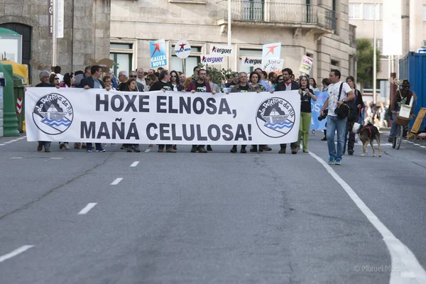 Pontevedra Spanien Juni 2017 Einzelheiten Des Umweltprotestes Gegen Die Dauerhaftigkeit — Stockfoto