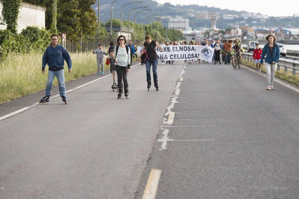 Pontevedra Spagna Giugno 2017 Dettaglio Della Protesta Ambientale Contro Permanenza — Foto Stock