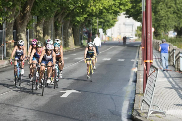 Pontevedra Spanien Juni 2017 Detalj Spanska Mästerskapet Triathlon Klubbar Firas — Stockfoto