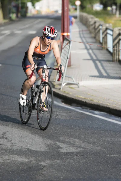 Pontevedra Spanien Juni 2017 Detalj Spanska Mästerskapet Triathlon Klubbar Firas — Stockfoto