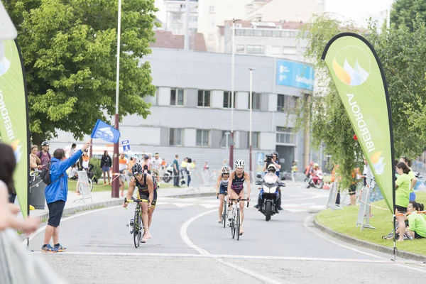 Pontevedra Spanien Juni 2017 Detalj Spanska Mästerskapet Triathlon Klubbar Firas — Stockfoto