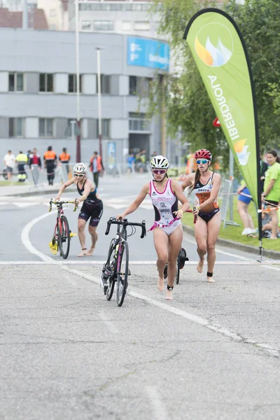 Pontevedra Hiszpania Czerwca 2017 Szczegół Hiszpański Mistrzostwa Triathlon Przez Kluby — Zdjęcie stockowe