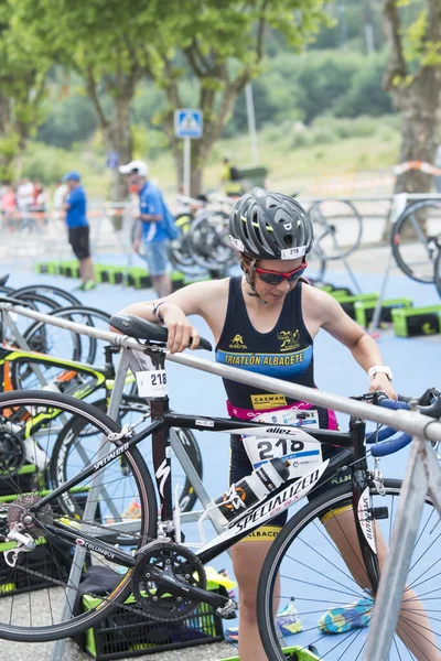 Pontevedra Španělsko Června 2017 Detail Španělské Mistrovství Triathlon Kluby Ulic — Stock fotografie