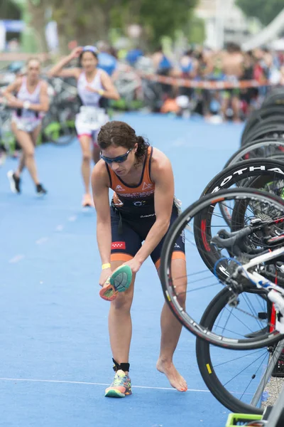 Pontevedra Spanyolország 2017 Június Spanyol Bajnokság Triatlon Klubok Utcák Folyó — Stock Fotó